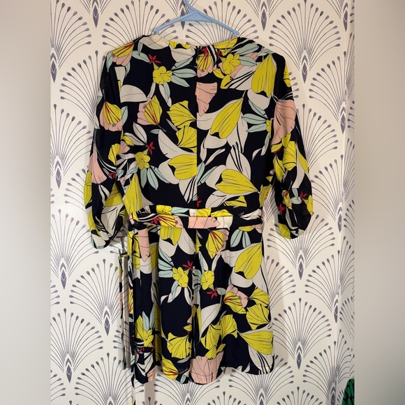 Maison Jules Yellow and Pink Wrap Tie Front Romper - Picture 8 of 8